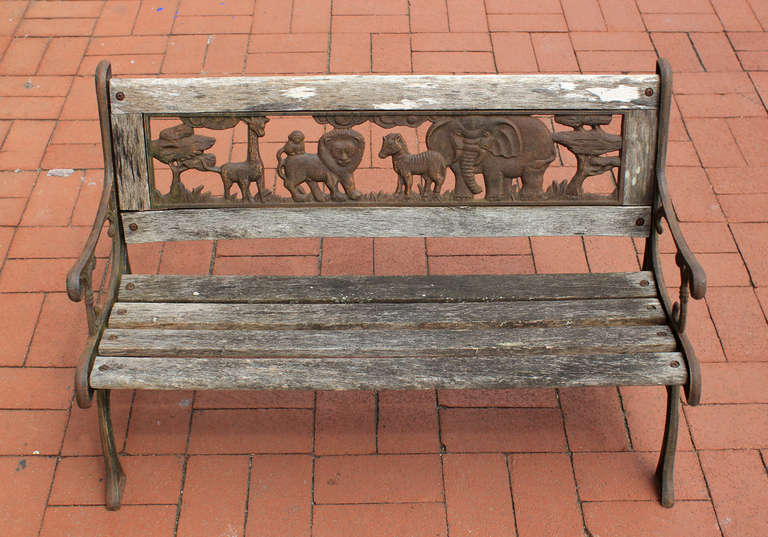 Rare Child's Bench, Animal Kingdom, American, mid 20th century In Good Condition In Philadelphia, PA