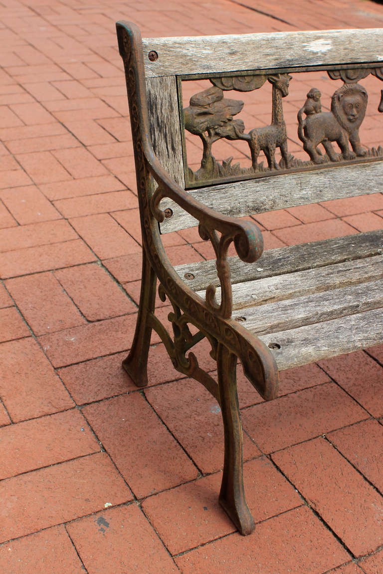 Iron Rare Child's Bench, Animal Kingdom, American, mid 20th century
