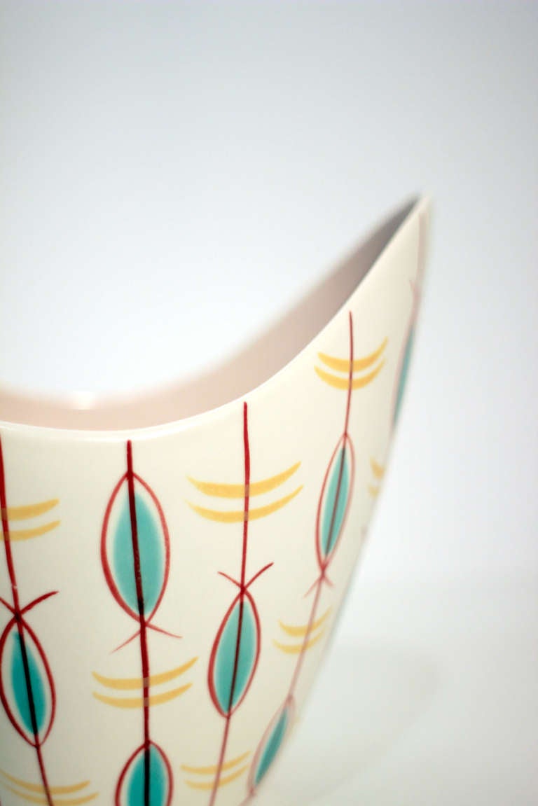 Hand-Painted 1950s Freeform Poole Pottery Vase