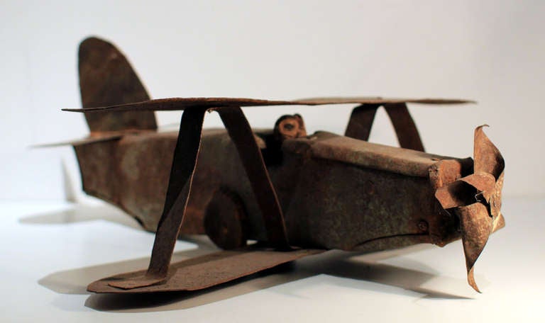 Cut Tin Folk Art Biplane