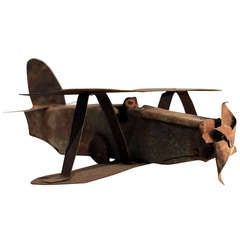 Cut Tin Folk Art Biplane