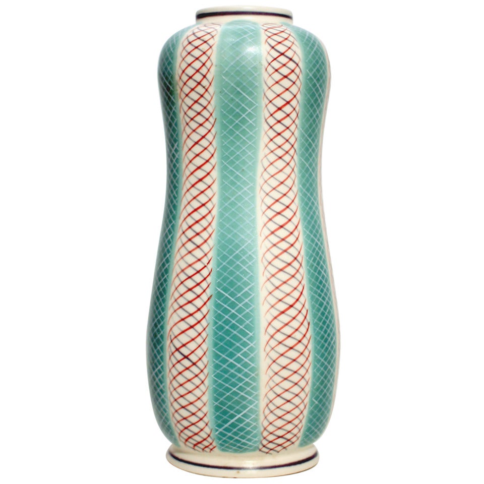 1950s Freeform Poole Pottery Peanut Vase
