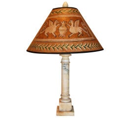 Marble Lamp with Hand Painted Shade