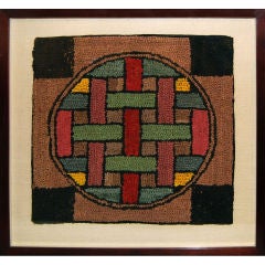 Early 20th Century American Hooked Rug, Framed