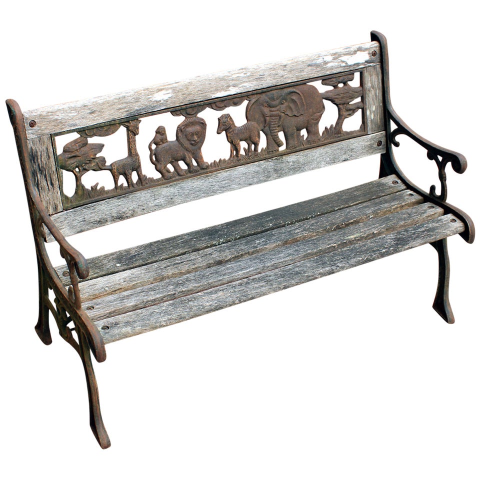 Rare Child's Bench, Animal Kingdom, American, mid 20th century