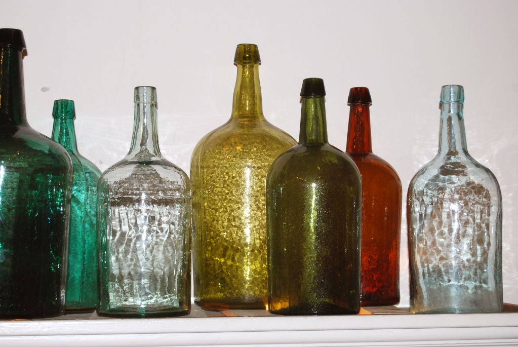 Collection of 14 Large American Glass Demijohn Bottles 1