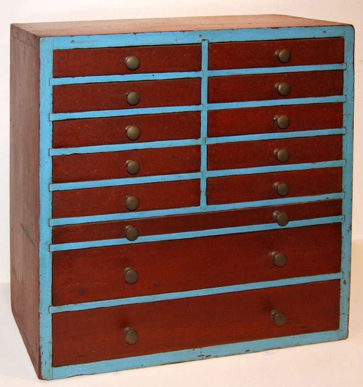Mid 19th Century American Painted Tabletop Set of Drawers