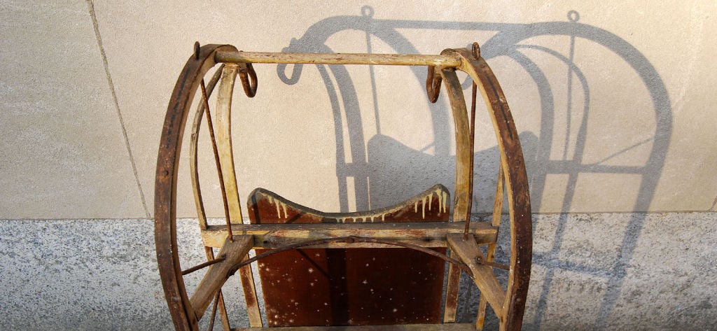 19th Century Late 19th C. American Sled - Wrought Iron Swan Necks and Heads