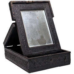 Antique 19th Century Travel Box with Mirror, Anglo-Indian