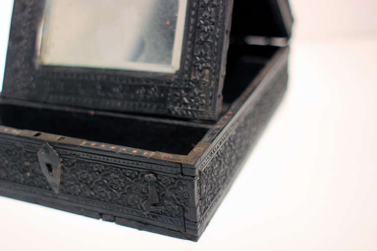 19th Century Travel Box with Mirror, Anglo-Indian 2