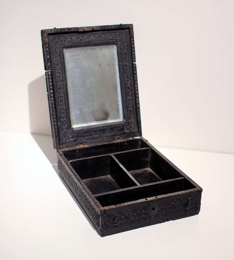 19th Century Travel Box with Mirror, Anglo-Indian 3