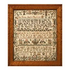 Antique Fine English Sampler dated 1797, Maple Frame