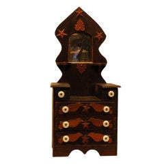 Antique American Miniature Folk Bureau with Mirror