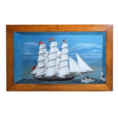 Impressively Large American Folk Art Sailing Ship Diorama