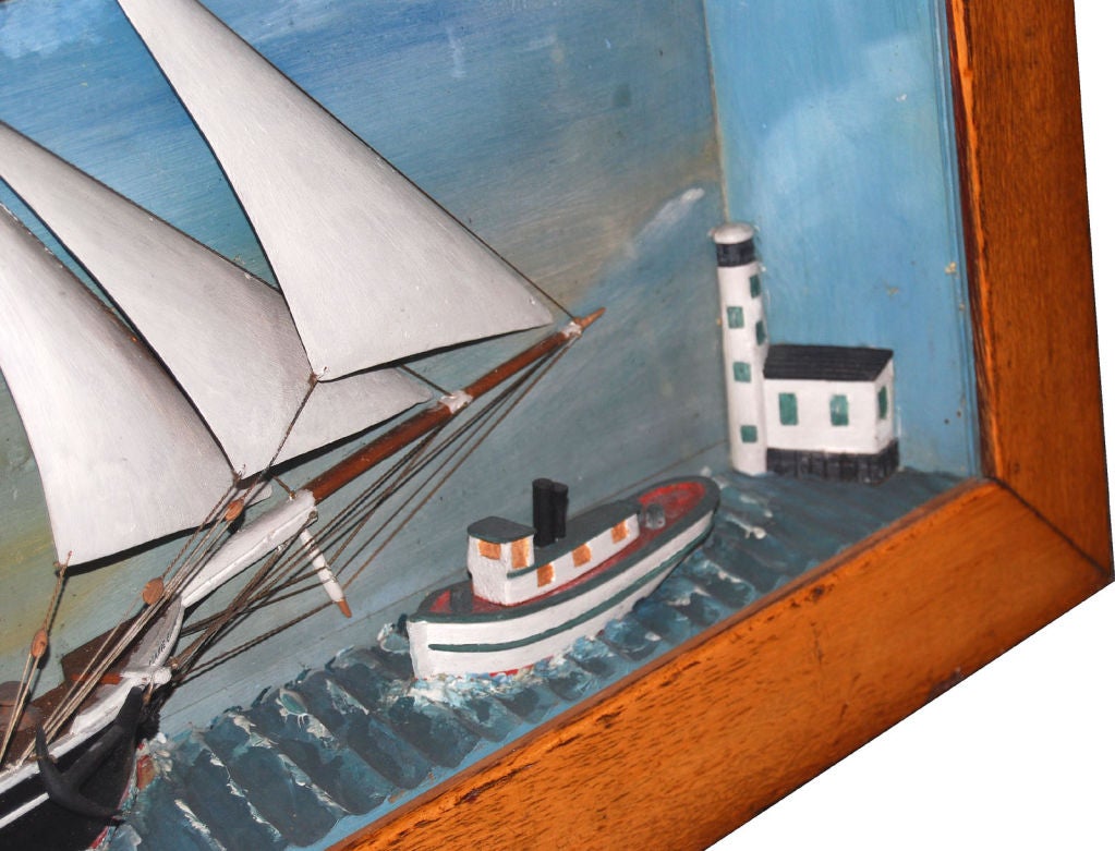 Impressively Large American Folk Art Sailing Ship Diorama