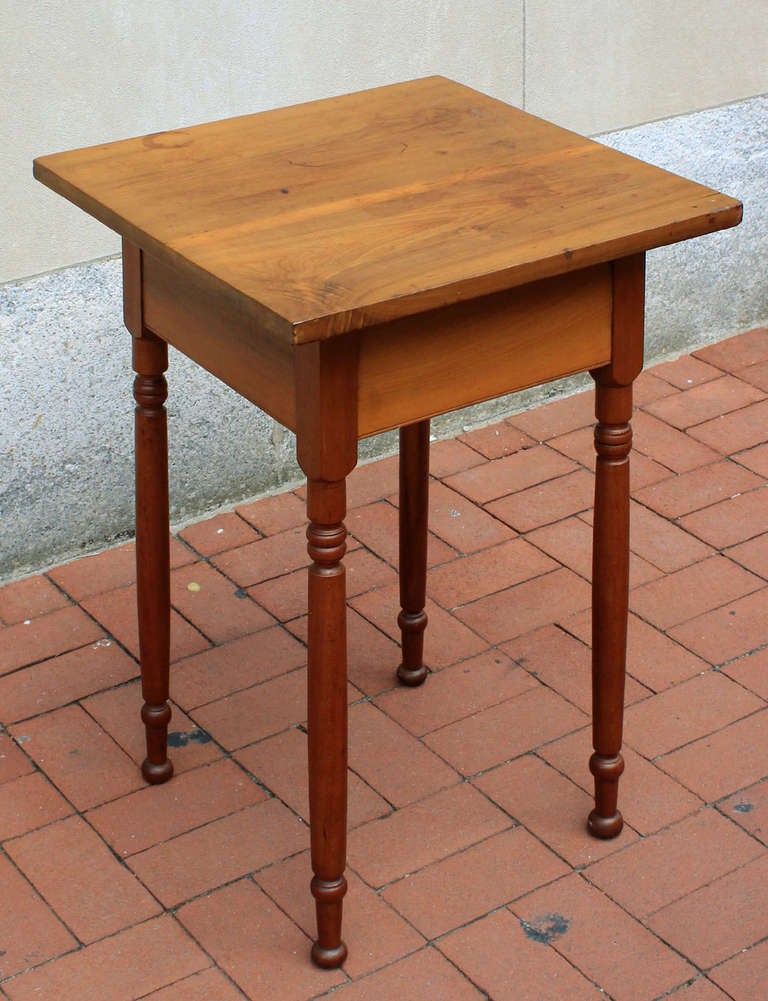 Cherry wood table with finely splayed, turned legs and nice wide apron. American, circa 1840
