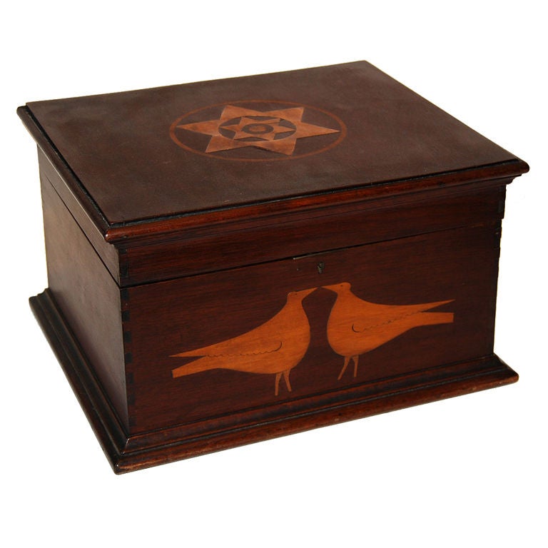 Inlaid Box: Two Birds and Stars, 19th c, American