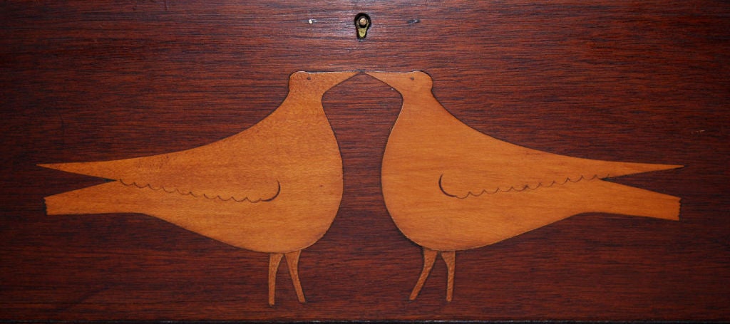 19th Century Inlaid Box: Two Birds and Stars, 19th c, American