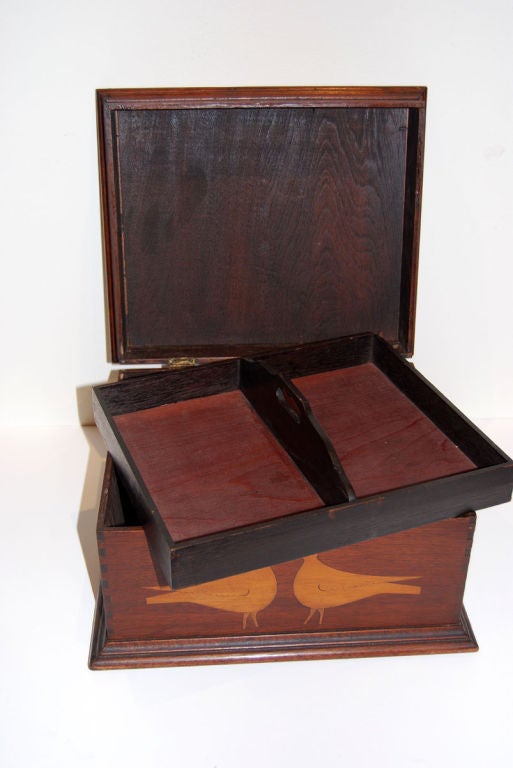 Inlaid Box: Two Birds and Stars, 19th c, American 4