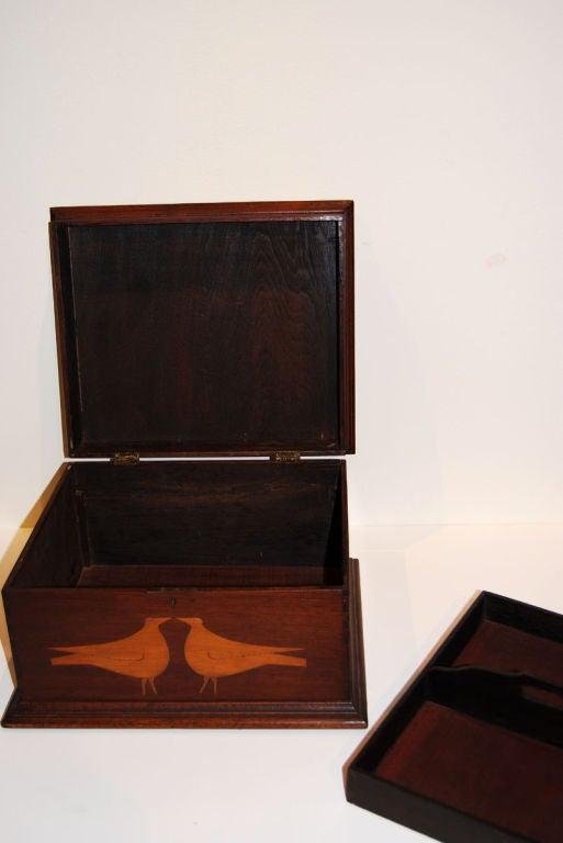 Inlaid Box: Two Birds and Stars, 19th c, American 5