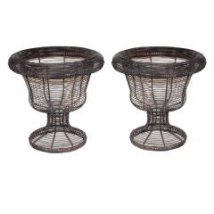 Pair Wirework Footed Baskets