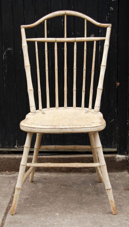 Turned Pair Massachusetts Windsor side chairs, c. 1810, original paint