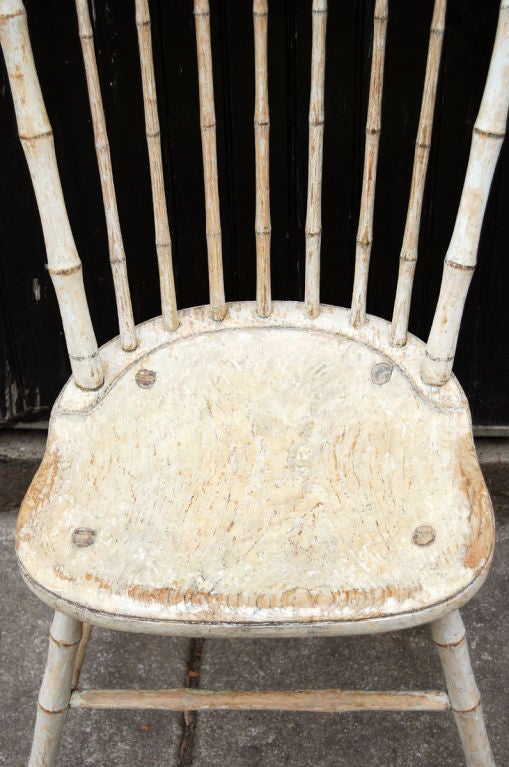 Wood Pair Massachusetts Windsor side chairs, c. 1810, original paint