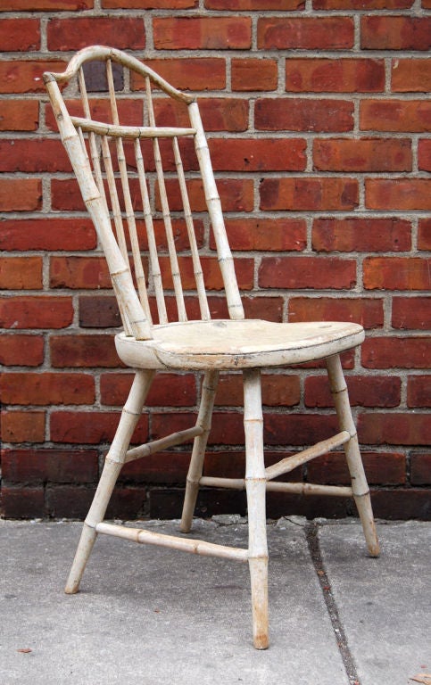 Pair Massachusetts Windsor side chairs, c. 1810, original paint 1
