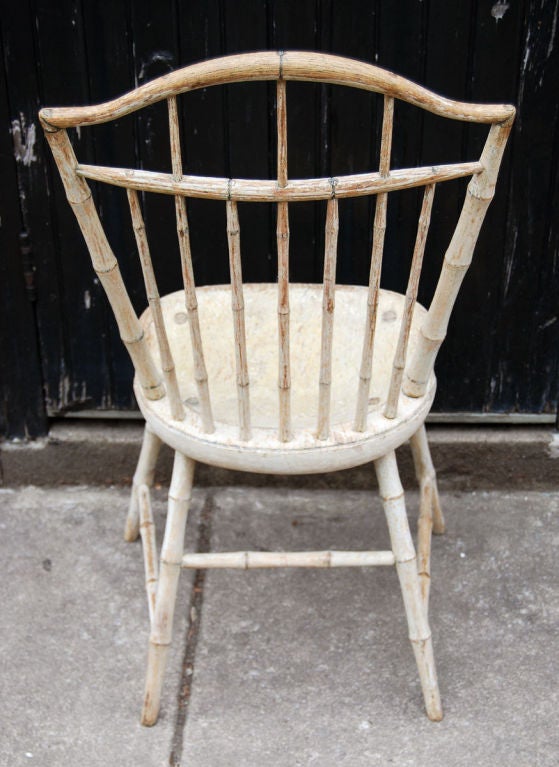 Pair Massachusetts Windsor side chairs, c. 1810, original paint 2