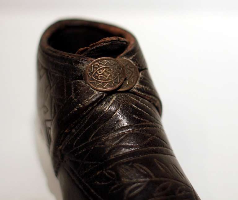 19th Century Miniature Leather Shoes For Sale