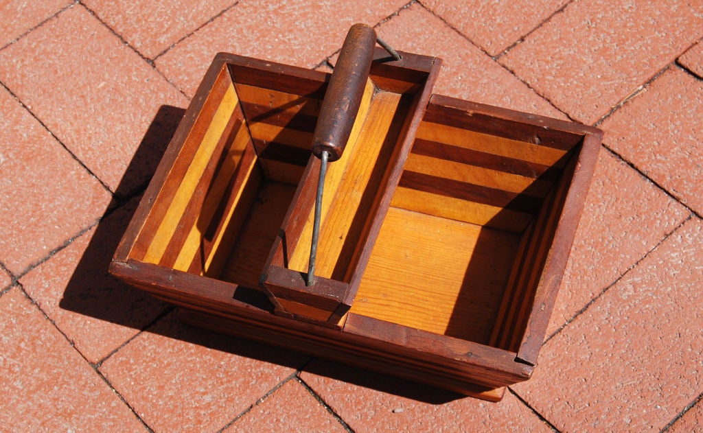 Folk Art Early 20th Century Mixed Wood Basket For Sale