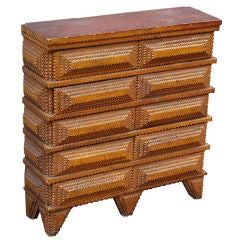 Diminutive Tramp Art Set of Drawers