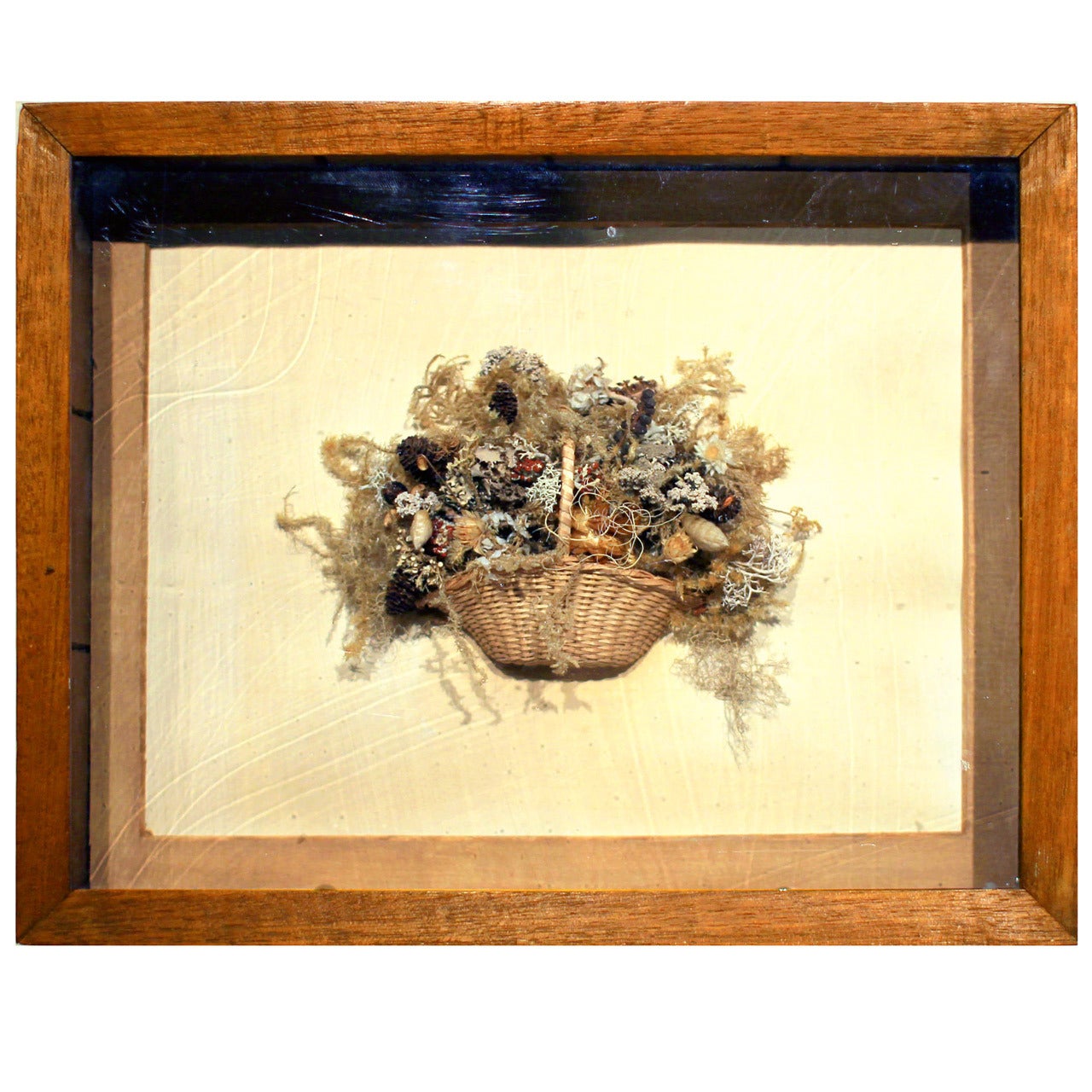 Shadowbox of a Basket of Dried Flowers