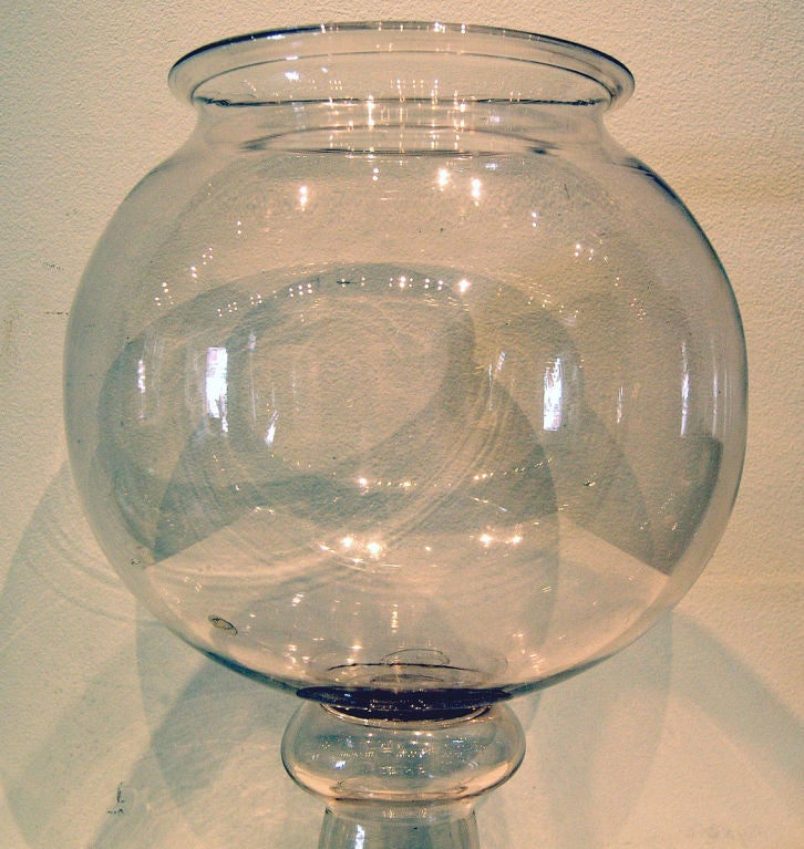 19th Century Enormous mid 19th century Blown Glass Fishbowl