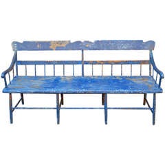 Blue Painted Settee, Mid 19th C.