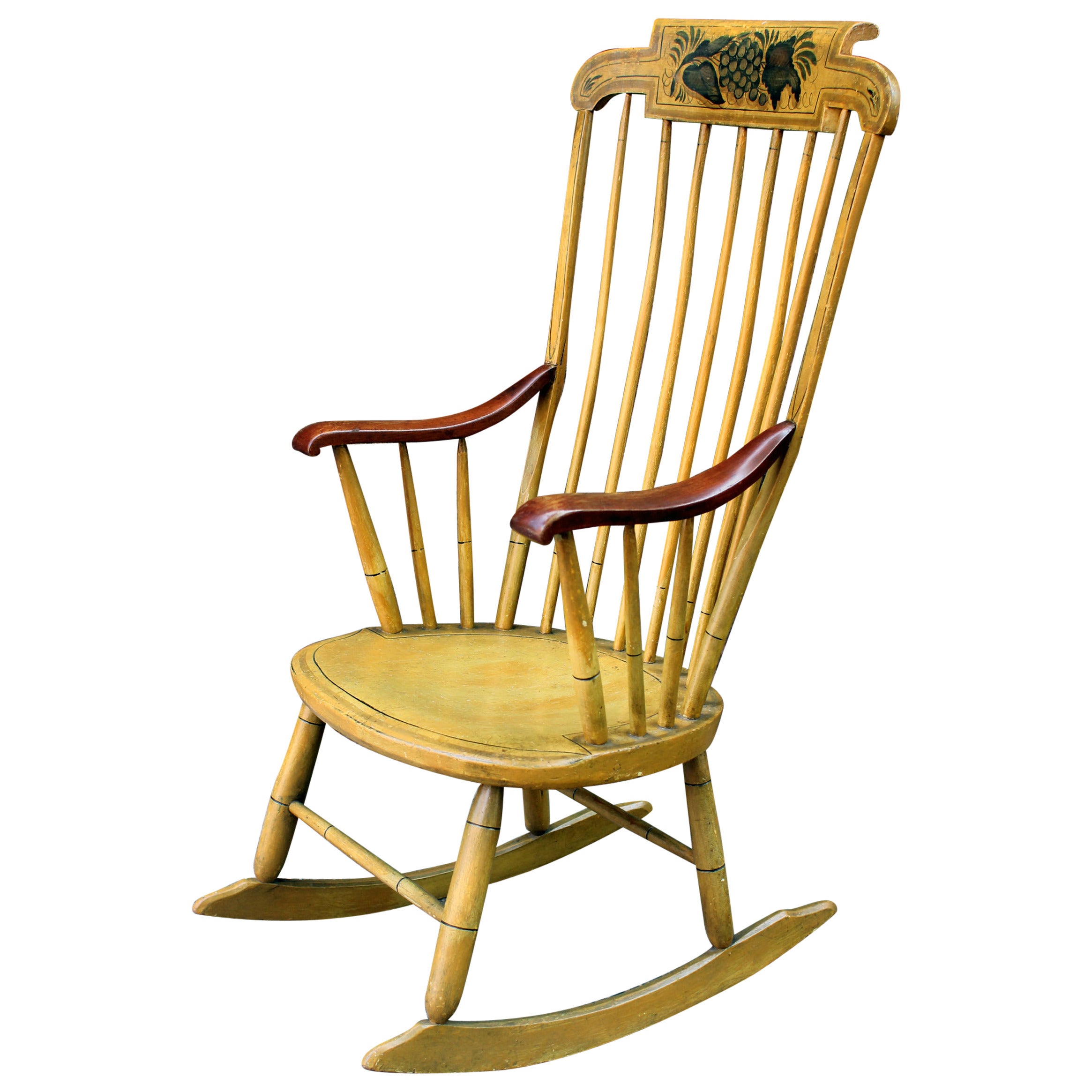19th Century New England Painted Rocking Chair, Original Paint For Sale