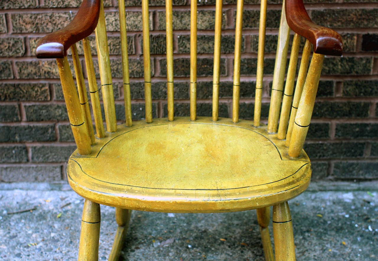 American 19th Century New England Painted Rocking Chair, Original Paint For Sale