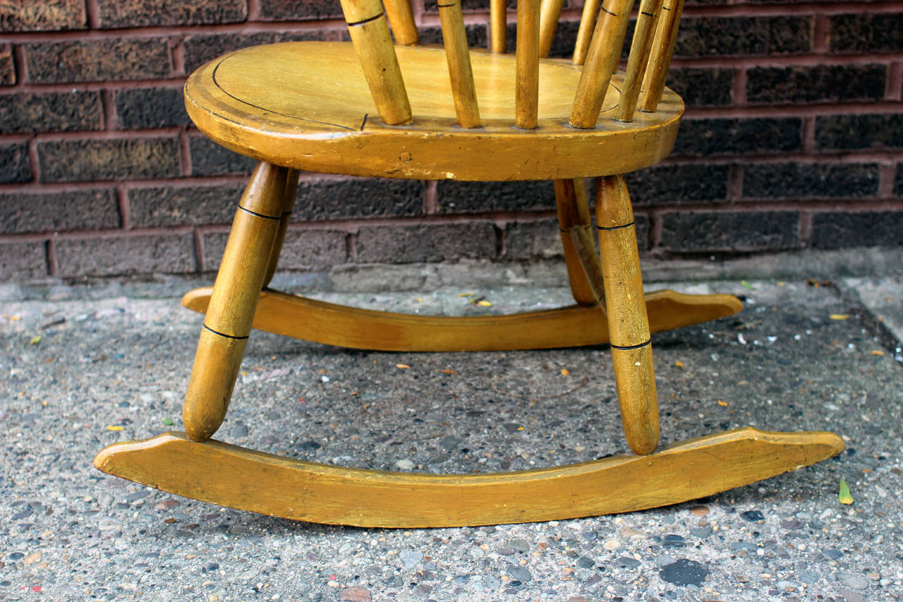 Mid-19th Century 19th Century New England Painted Rocking Chair, Original Paint For Sale