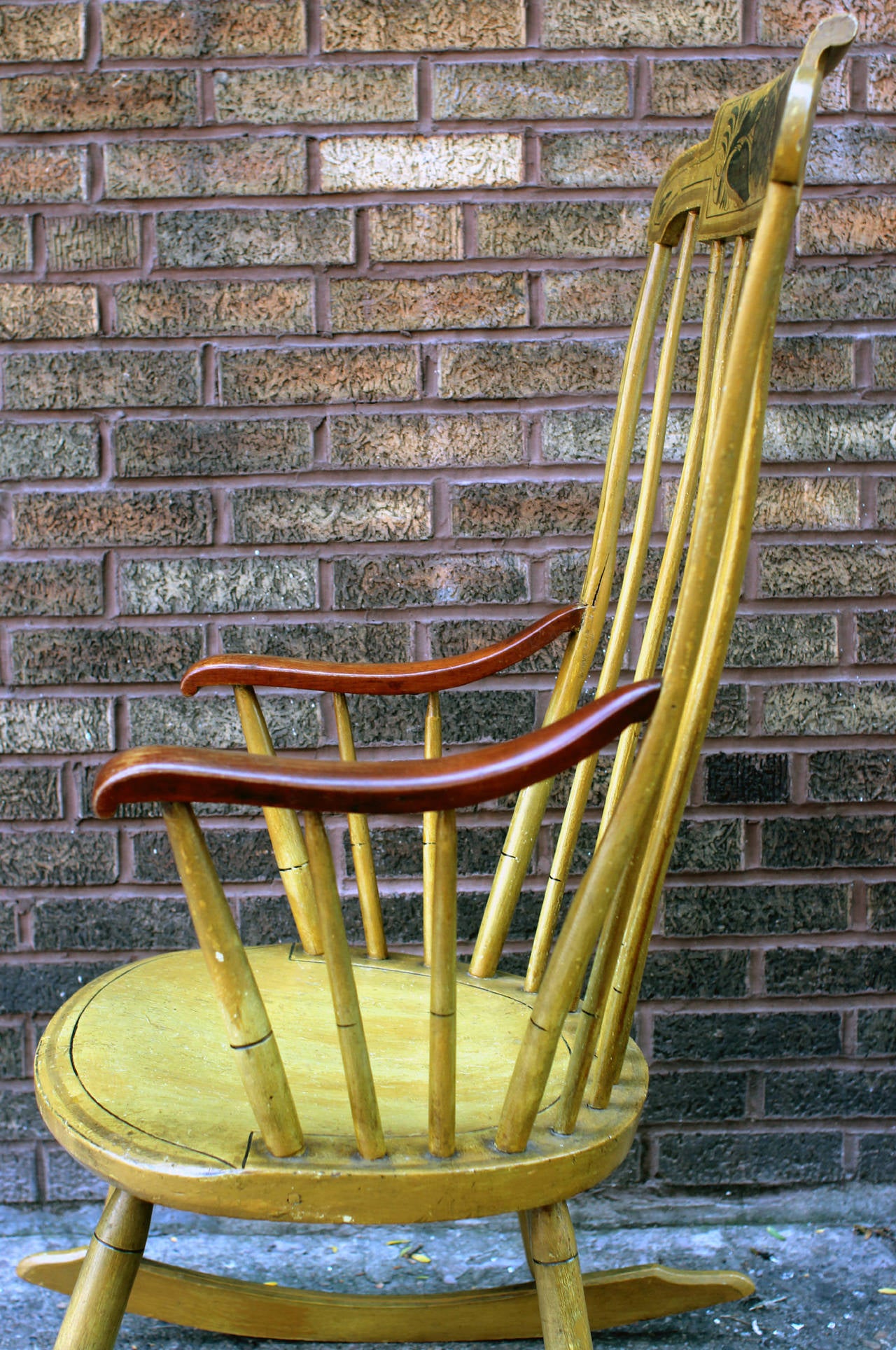 Mid-19th Century 19th Century New England Painted Rocking Chair, Original Paint For Sale