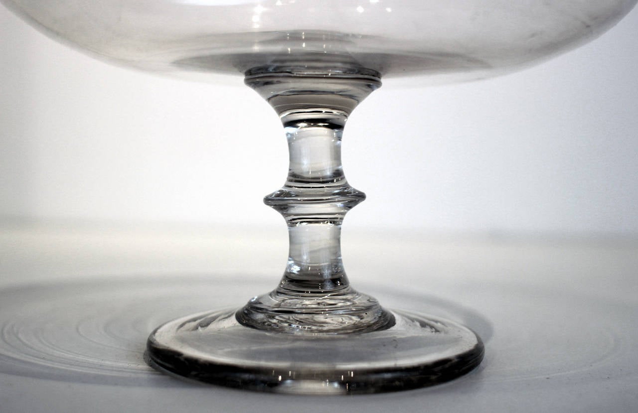 Federal Small Sized Blown Glass Compote For Sale