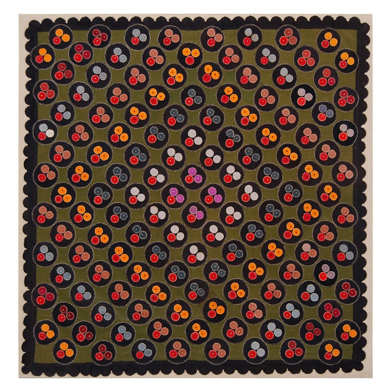 Graphic late 19th Century Penny Rug, American