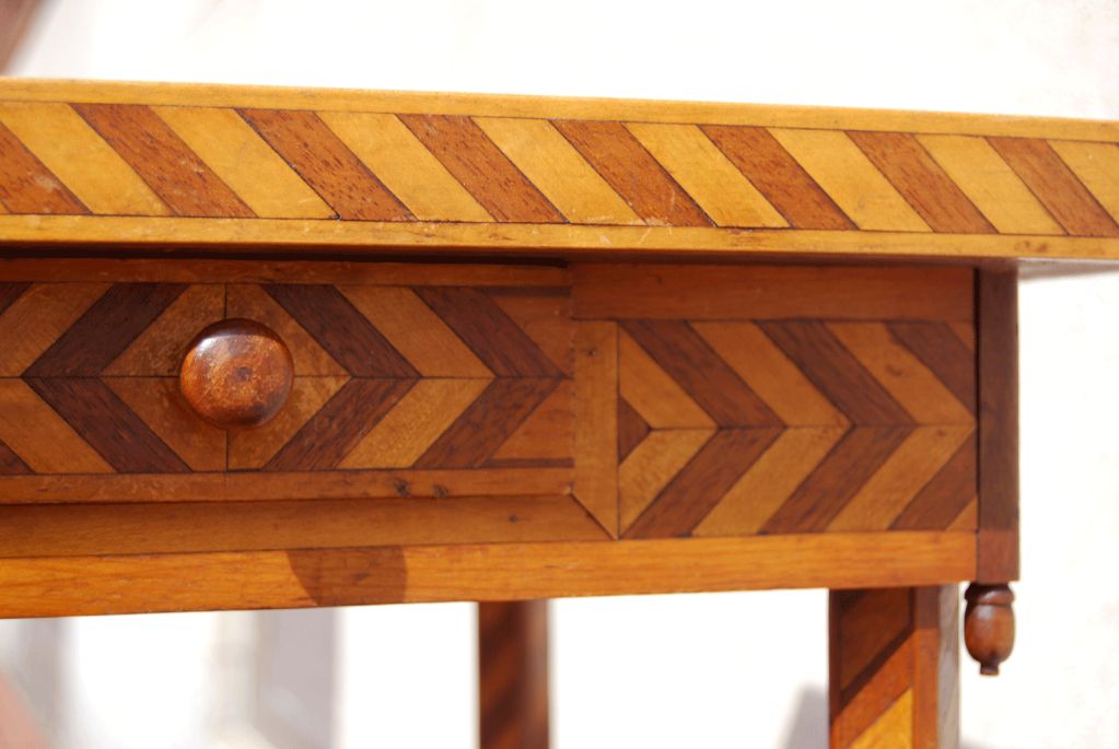 Checkerboard Marquetry Table Made by Conn. State Prisoner, 1895 1