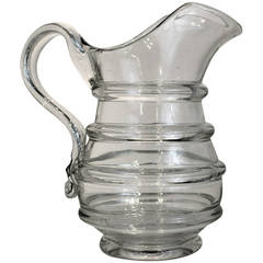 American Blown Glass Pitcher, Mid-19th Century