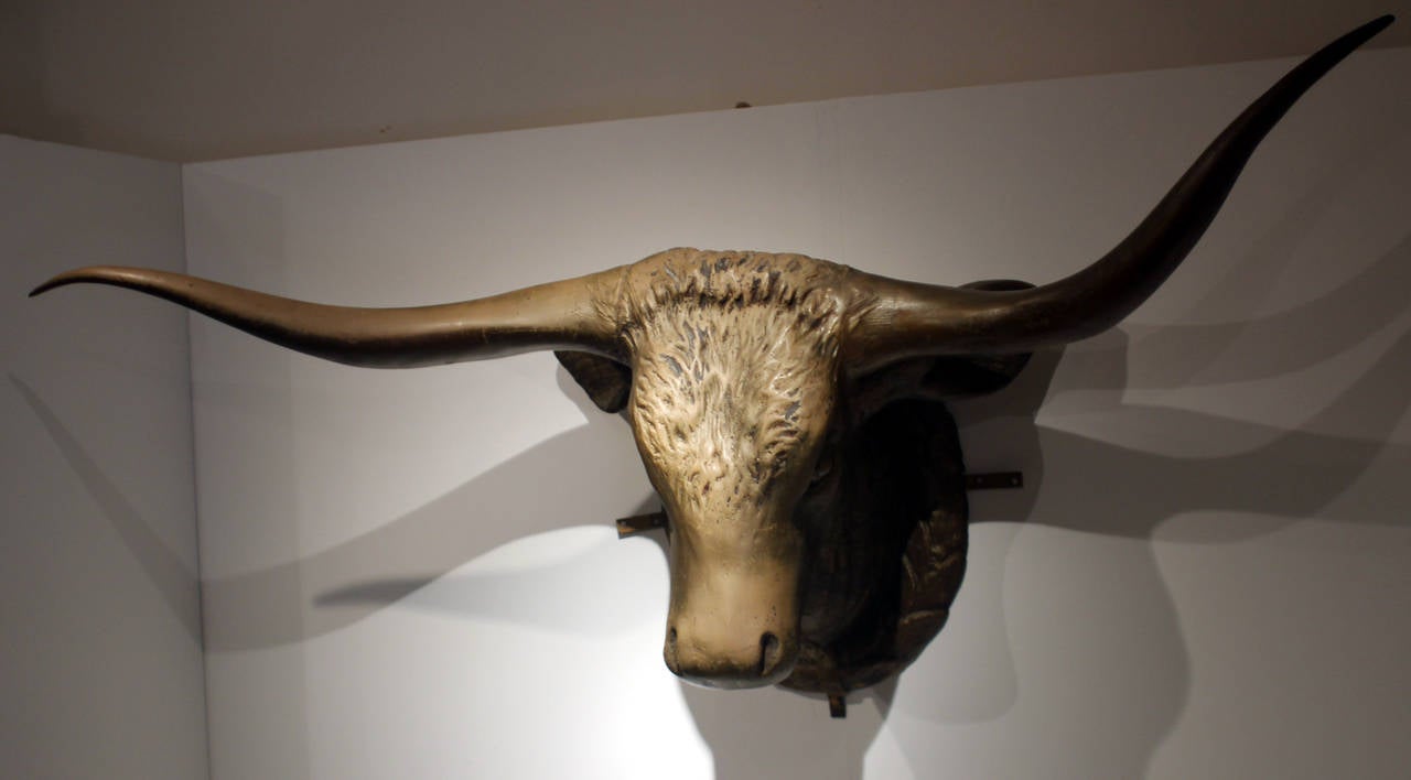 American Life-Size Painted Steer Head, Butcher Shop Sign