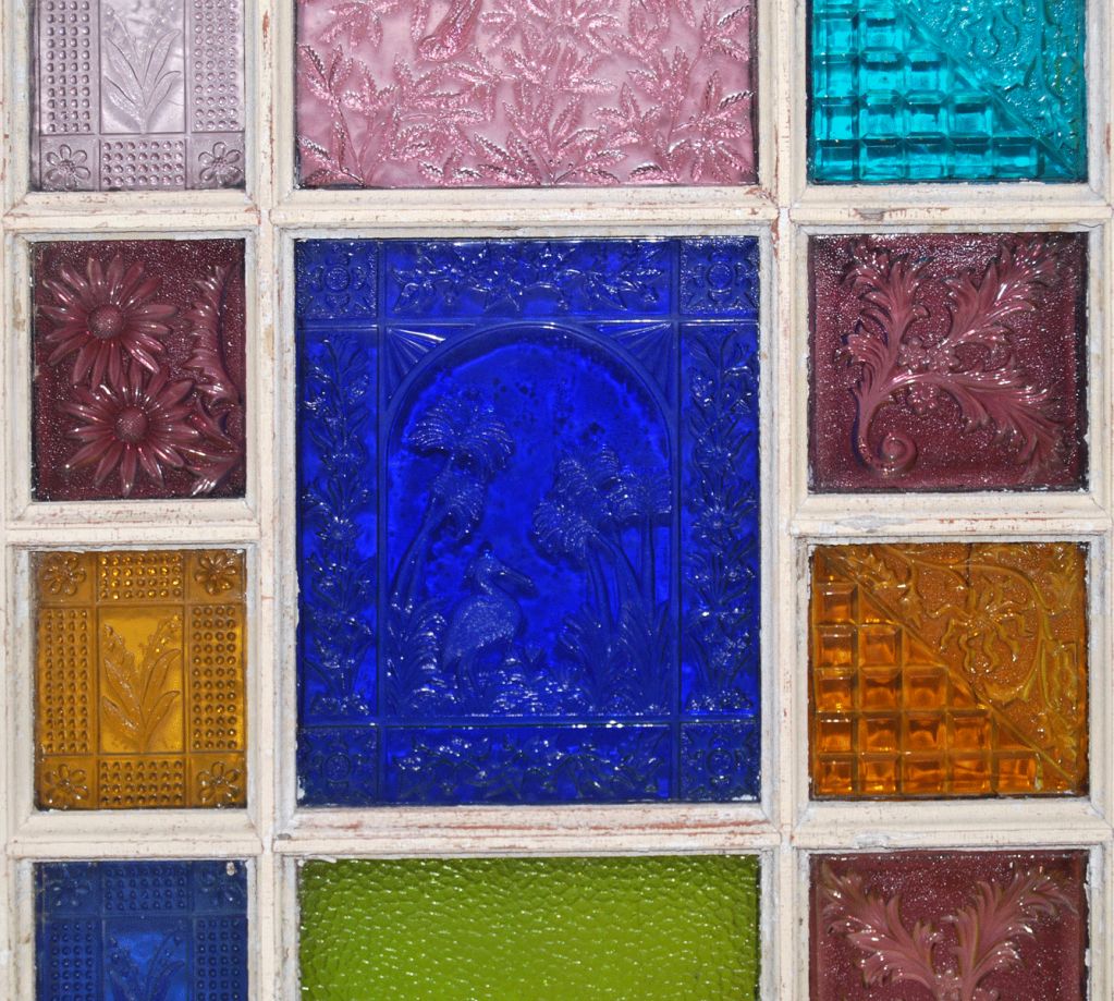American Rare Window Frame with Mosaic Company Glass Panels