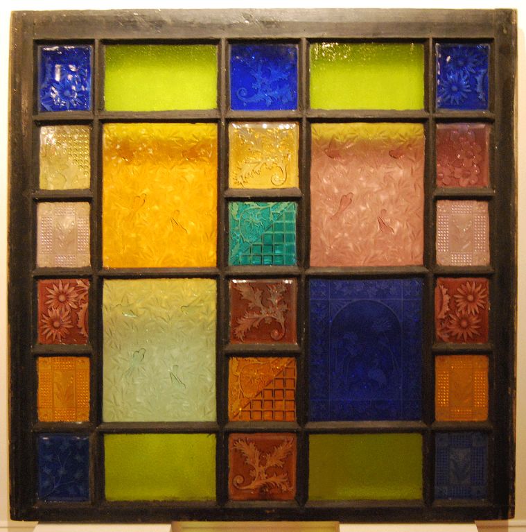 Rare Window Frame with Mosaic Company Glass Panels 1