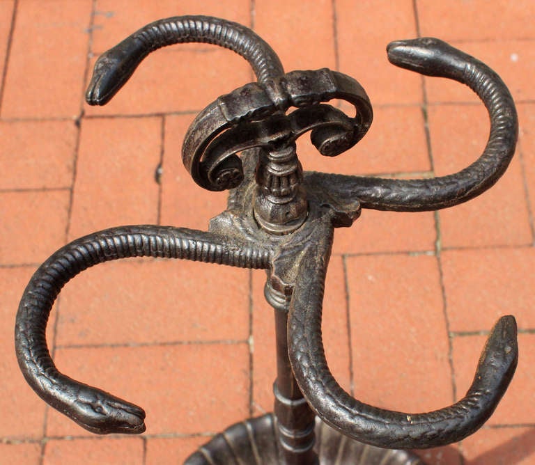 19th Century Umbrella Stand with Snake Heads