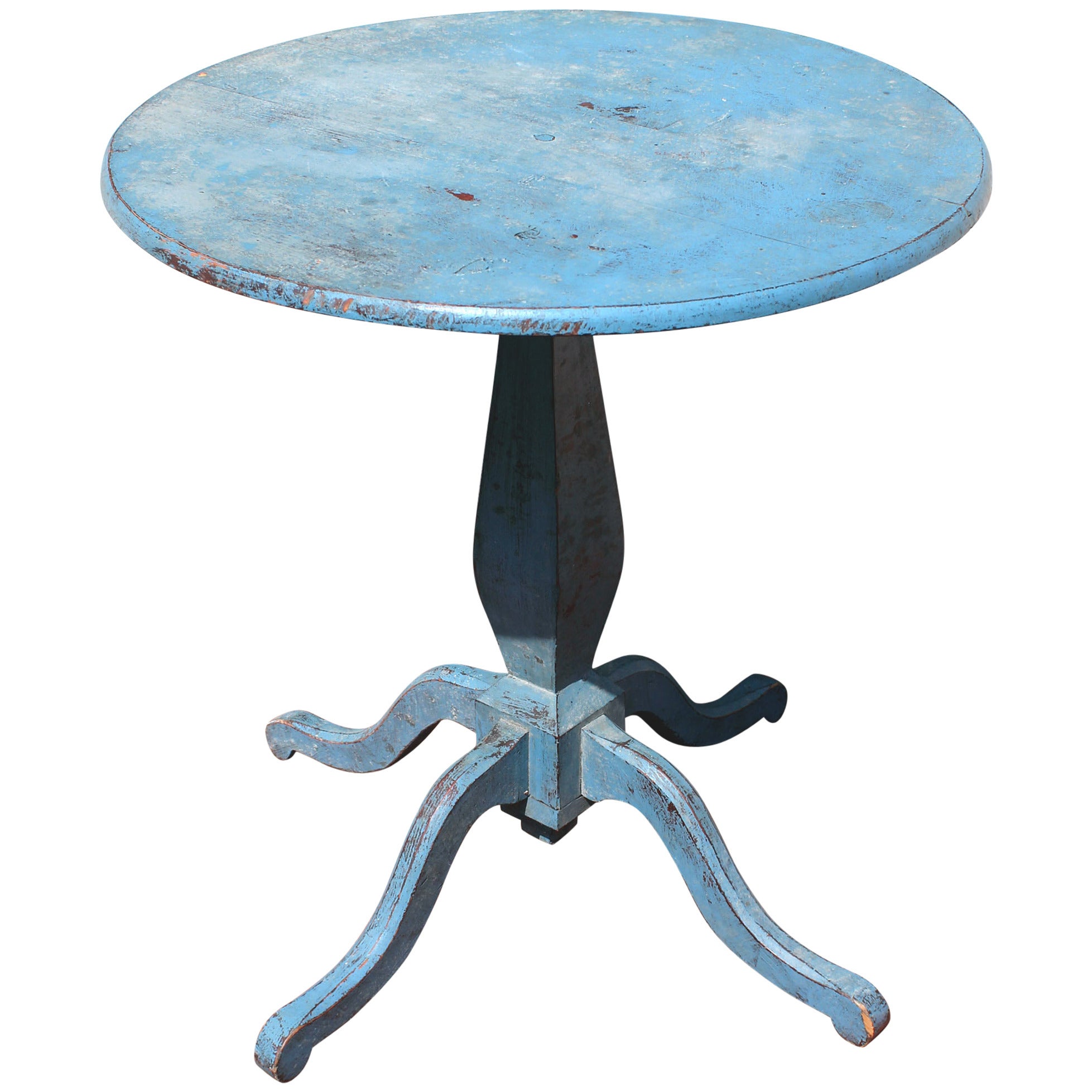 Blue Painted Pedestal Table, 19th century, American