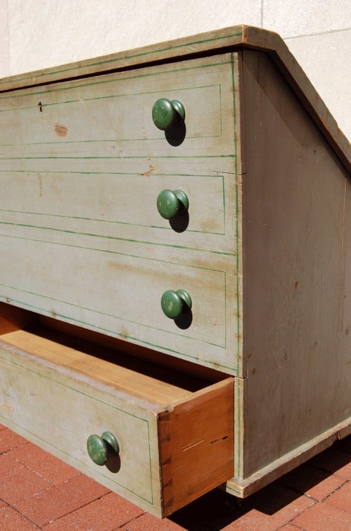 19th Century Rare Under-Eaves Painted Blanket Chest