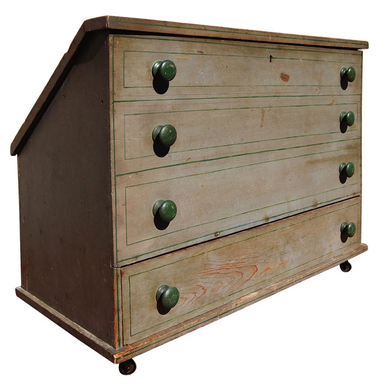 Rare Under-Eaves Painted Blanket Chest